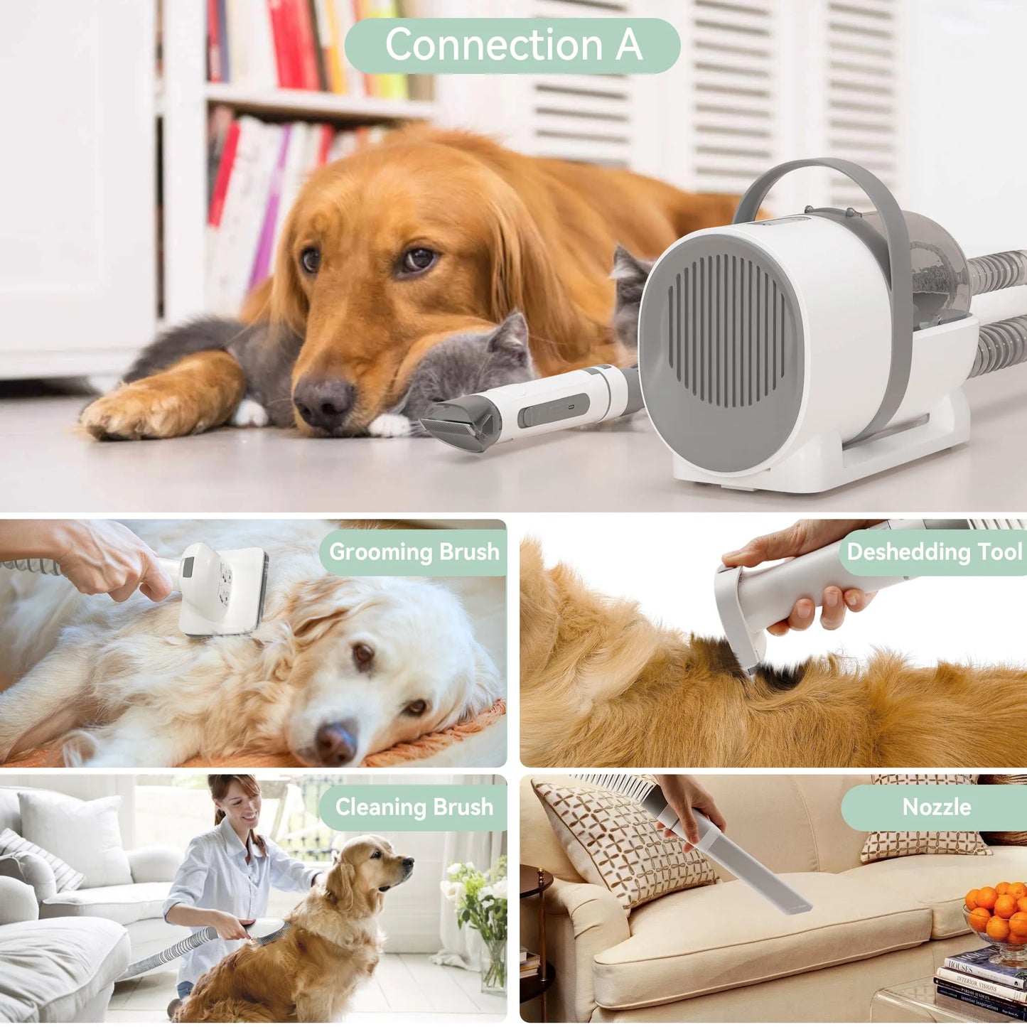 Darupsun 7 In 1 Dog Grooming Kit Vacuum Clipper Tool