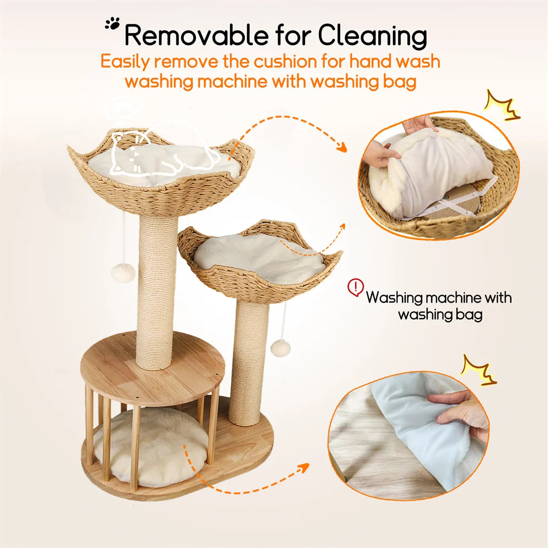 BINGOPAWCN 3 Tier Cat Indoor Climbing Tree With Scratching Post