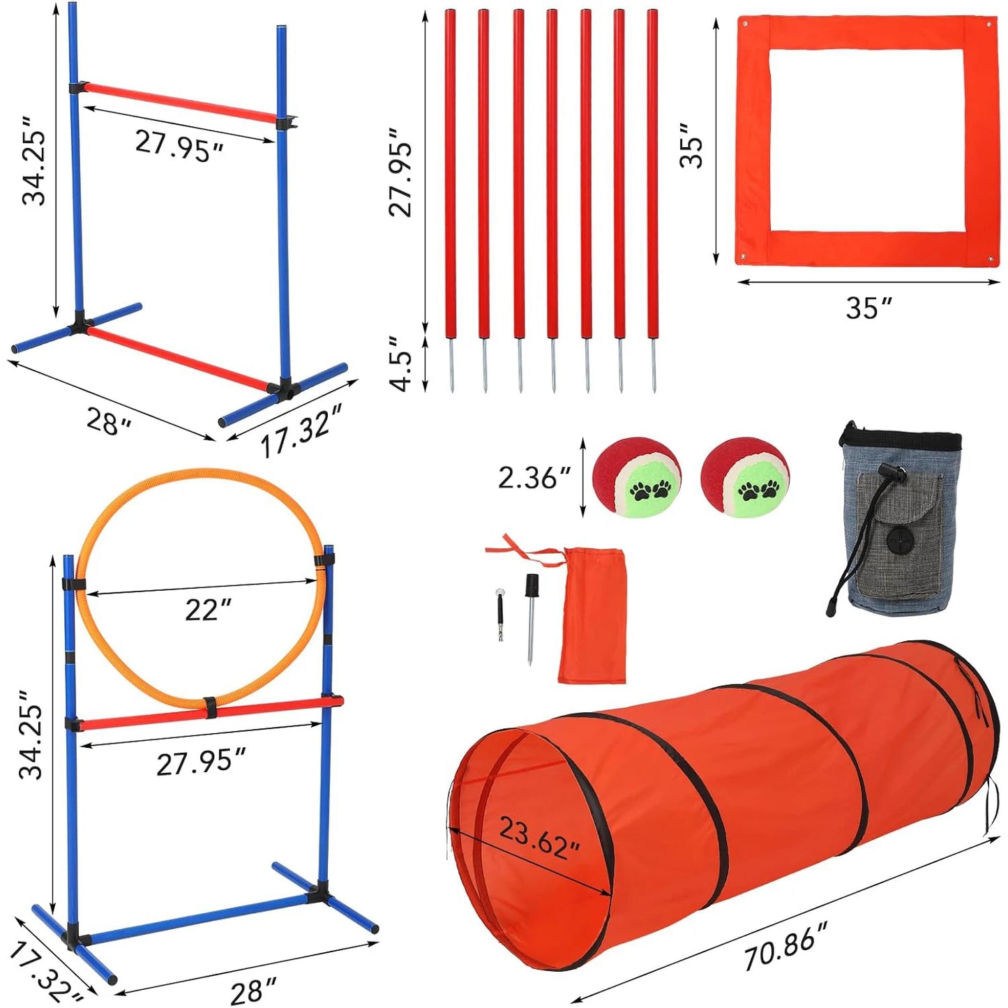 HiMISSH 87 Piece Dog Agility Training Equipment Set Obstacle Course Kit
