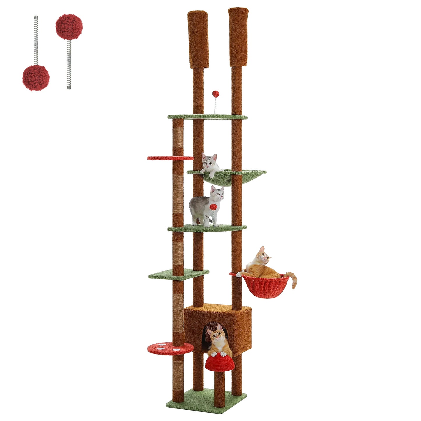 PAWZ Road Adjustable Cat Tree With Hammock And Sisal Posts