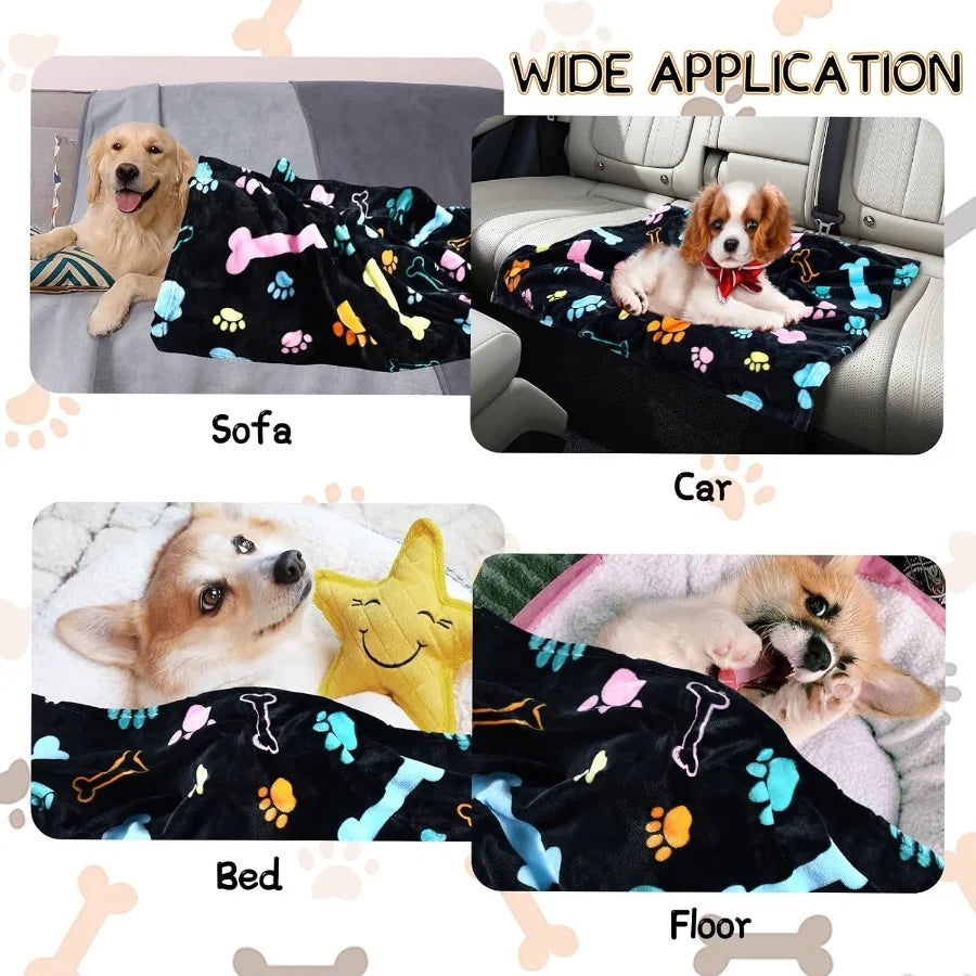 Soft Fuzzy Washable Dog Blanket Set 3 Pack For Pets