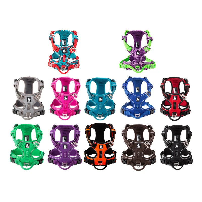TrueLoveCN Reflective Nylon Dog Harness No Pull Adjustable For Walking