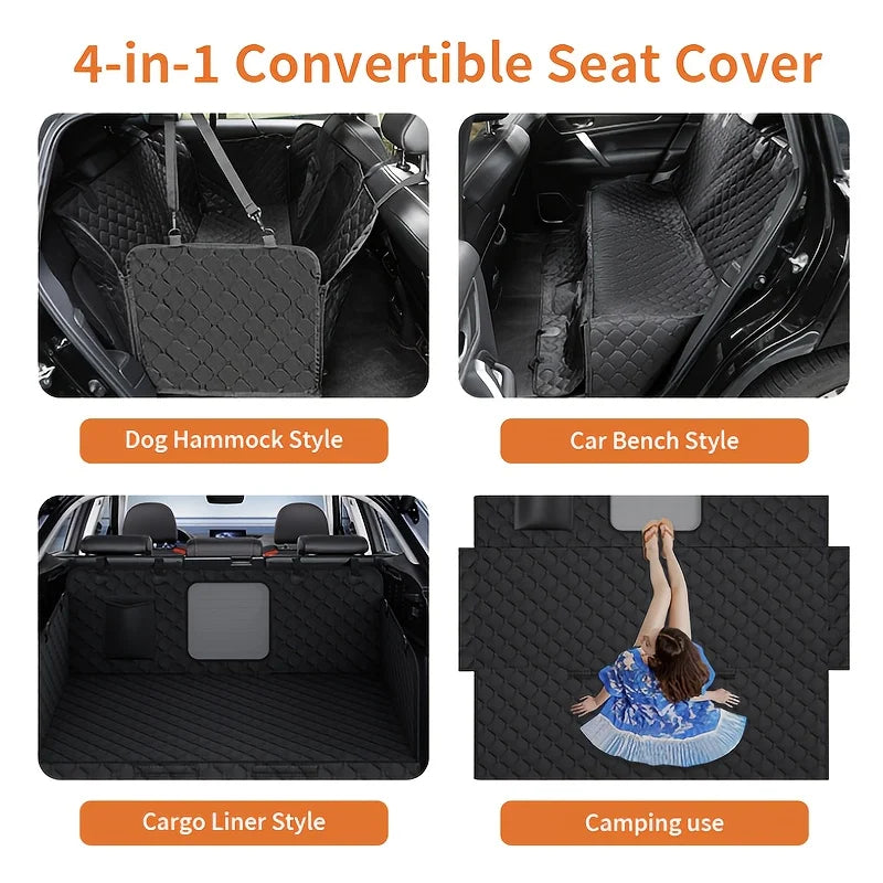 NONECN Dog Car Seat Cover With Storage Pockets Mesh Window