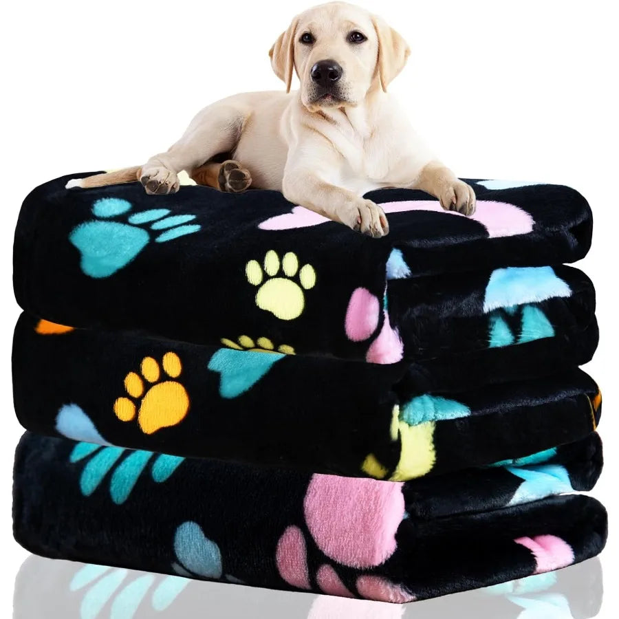 Soft Fuzzy Washable Dog Blanket Set 3 Pack For Pets