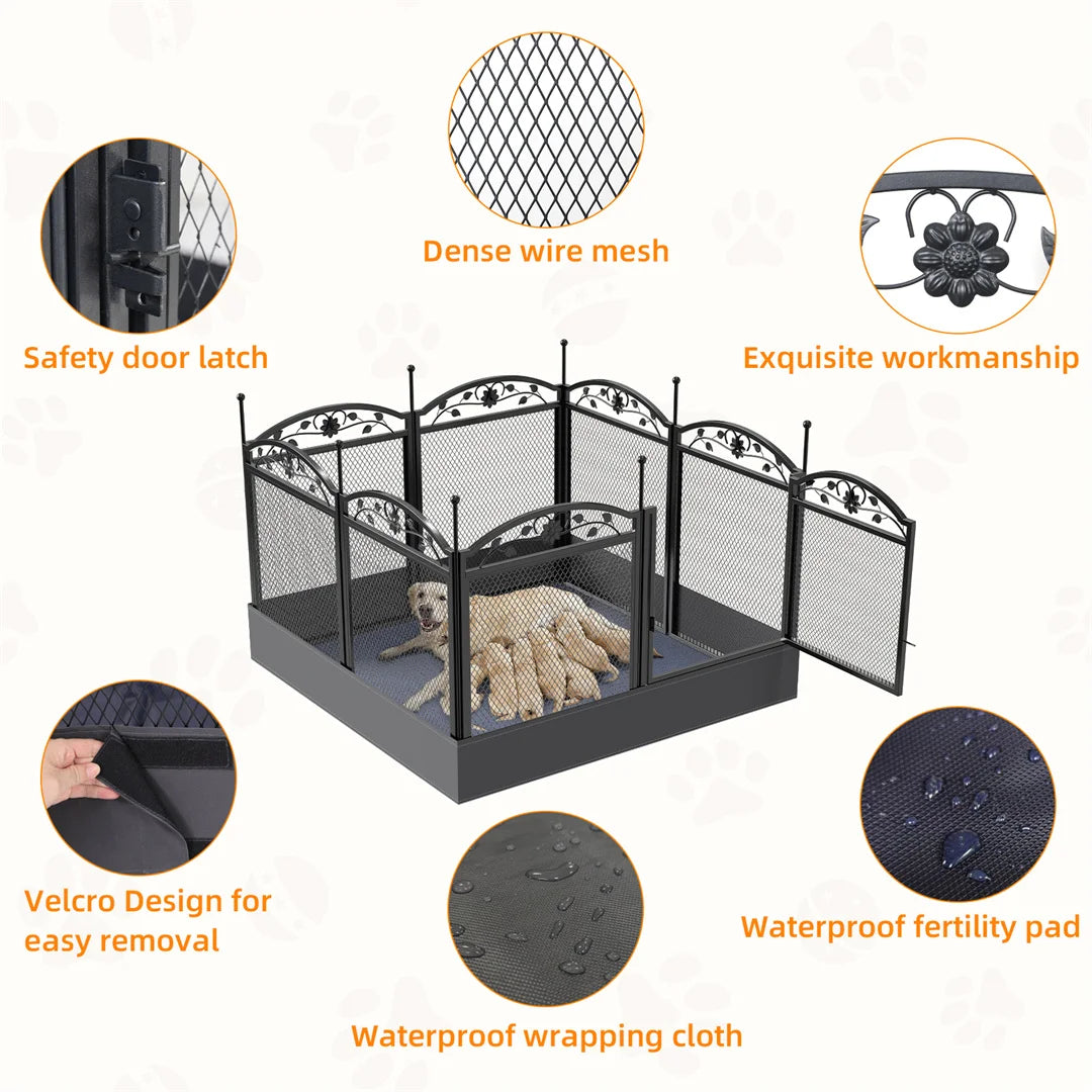 Bingopaw Heavy Duty Dog Playpen Fence Indoor Outdoor Waterproof Pad