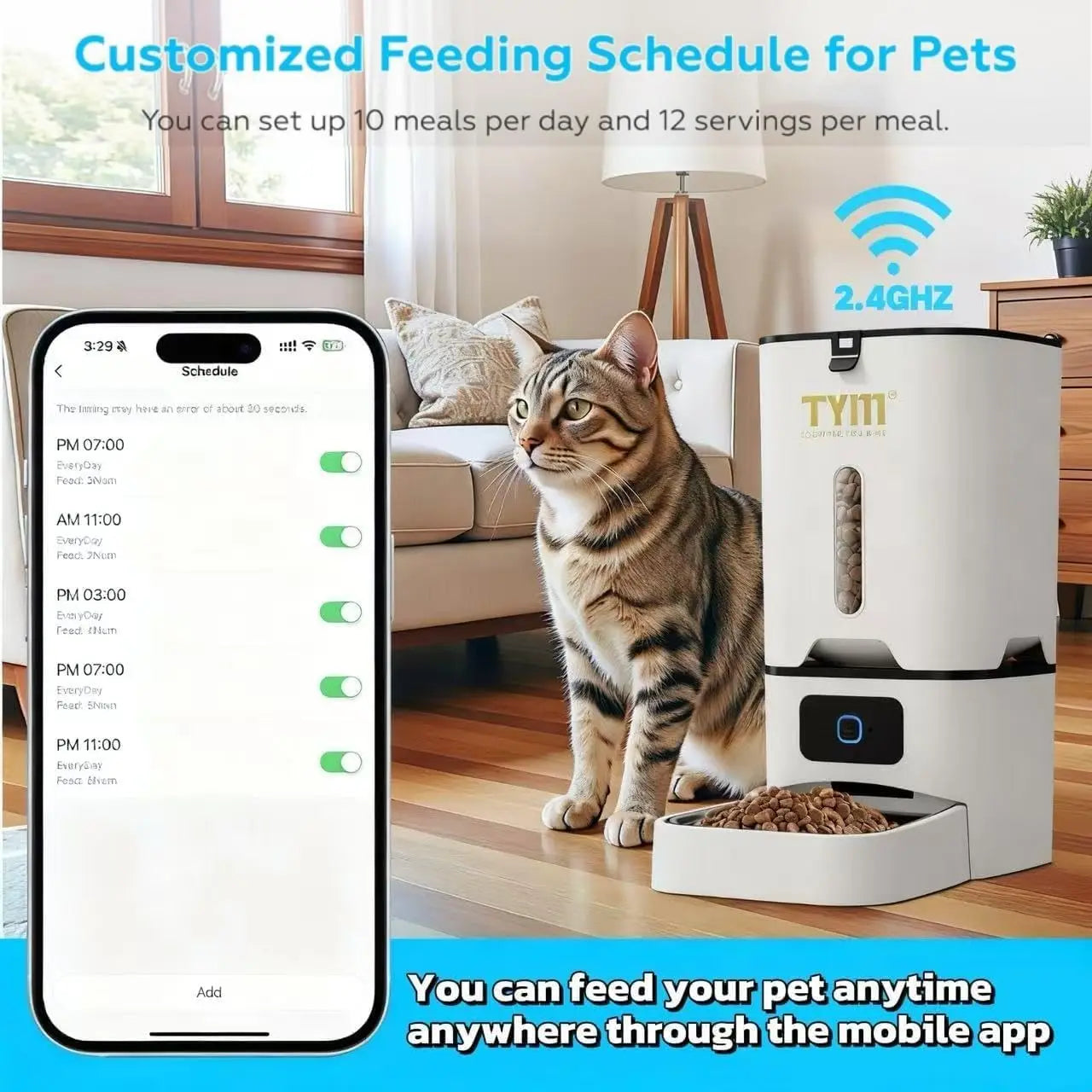Automatic Cat Feeder With WiFi App Control Dual Power