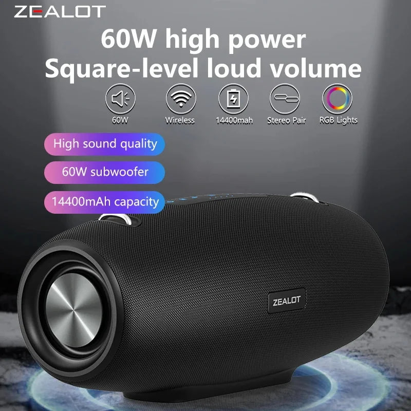 Zealot S67 Wireless Speaker Outdoor Waterproof Portable With 40H Playtime