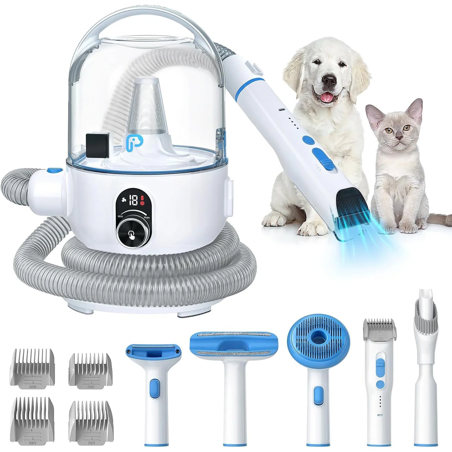 HiMISS Pet Grooming Vacuum Kit With Suction And Tools