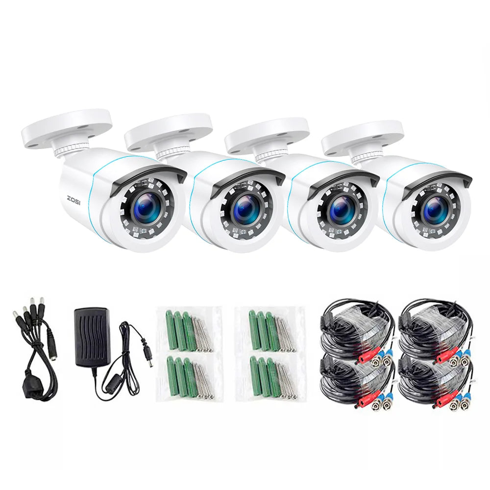 ZOSI 1080P TVI Security Cameras Outdoor Indoor Weatherproof Bullet 4Pack