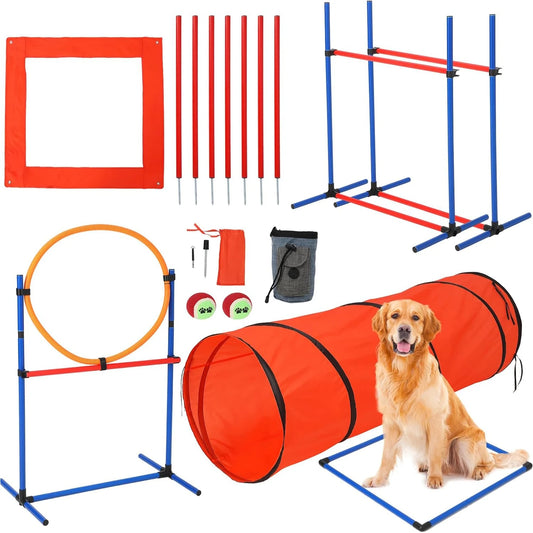 HiMISSH 87 Piece Dog Agility Training Equipment Set Obstacle Course Kit