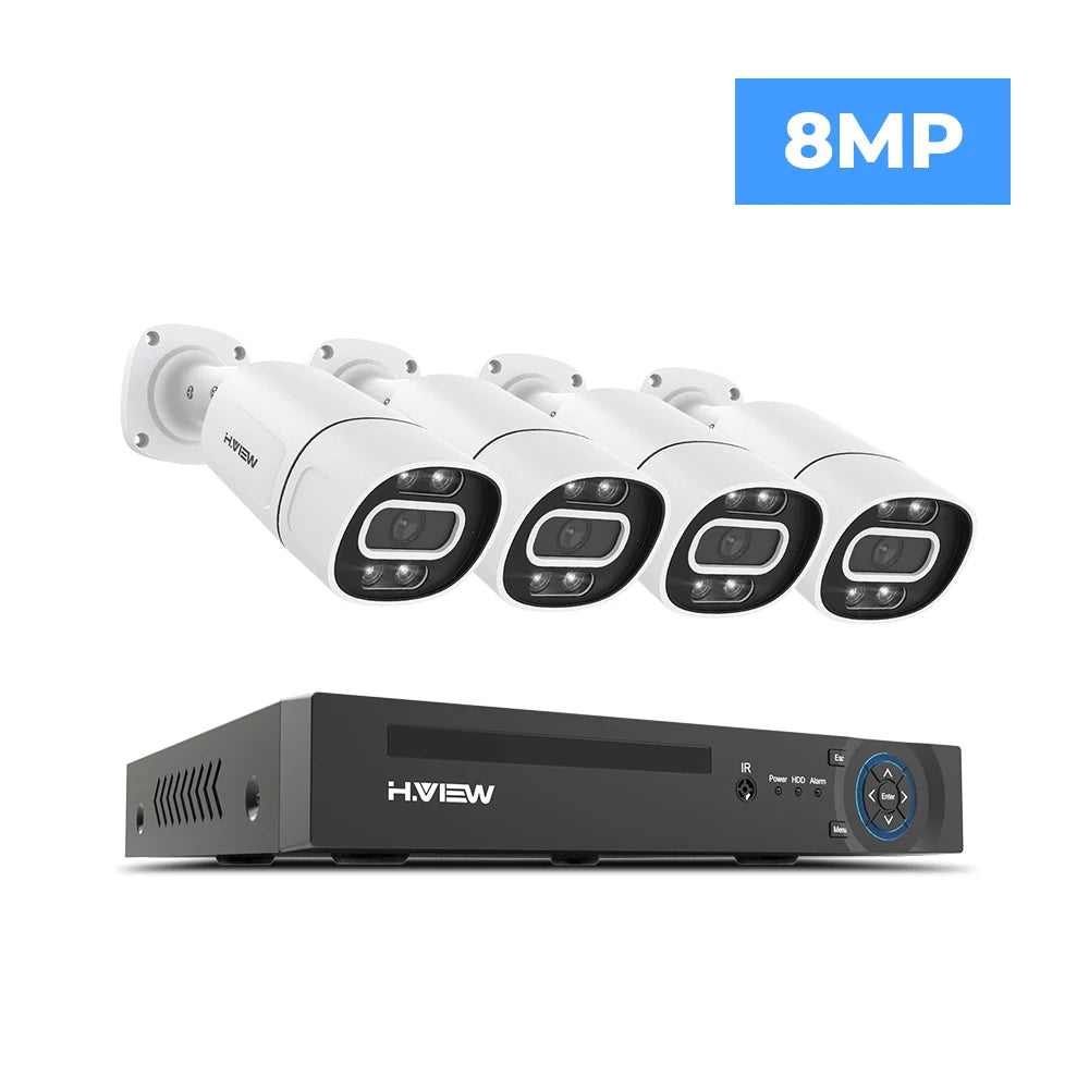 H.VIEW 4K 5MP 8MP PoE CCTV Camera System Alongside NVR