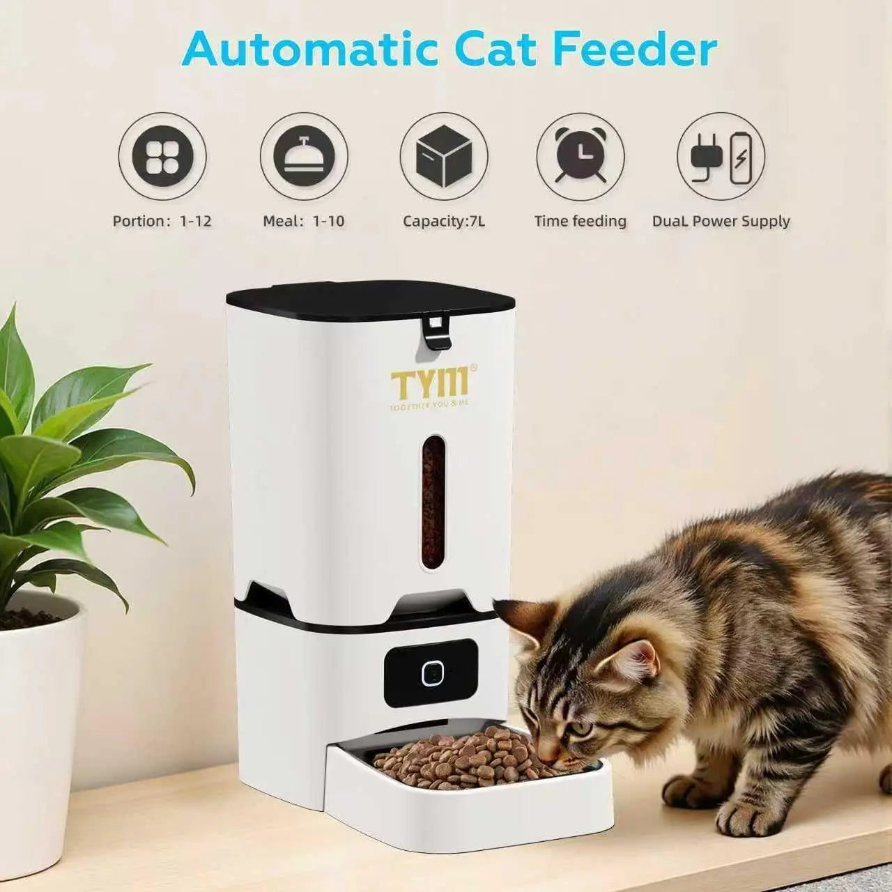 Automatic Cat Feeder With WiFi App Control Dual Power