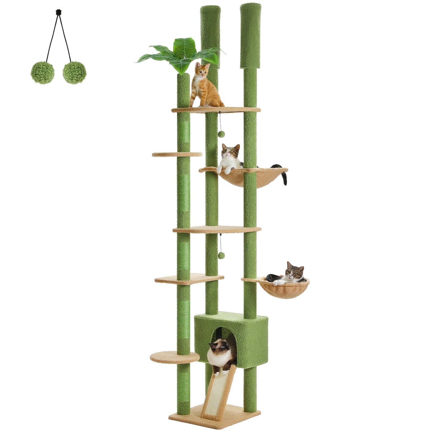 PAWZ Road Height Adjustable Wooden Cat Tree With Sisal Posts