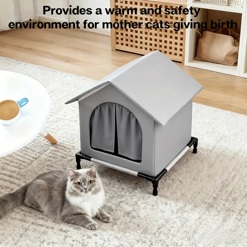 NONECN Outdoor Cat House With Stand Insulated Foam Shelter Rainproof