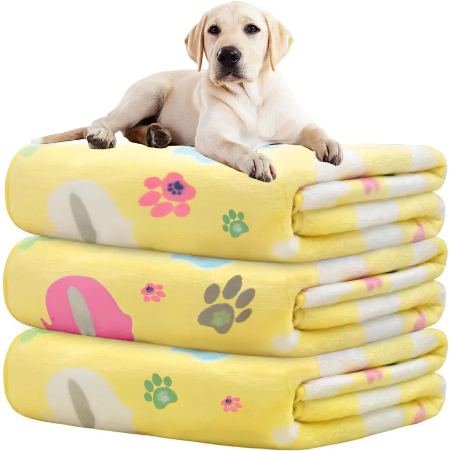 Soft Fluffy Washable Dog Blankets Reversible Elephant Paw Print