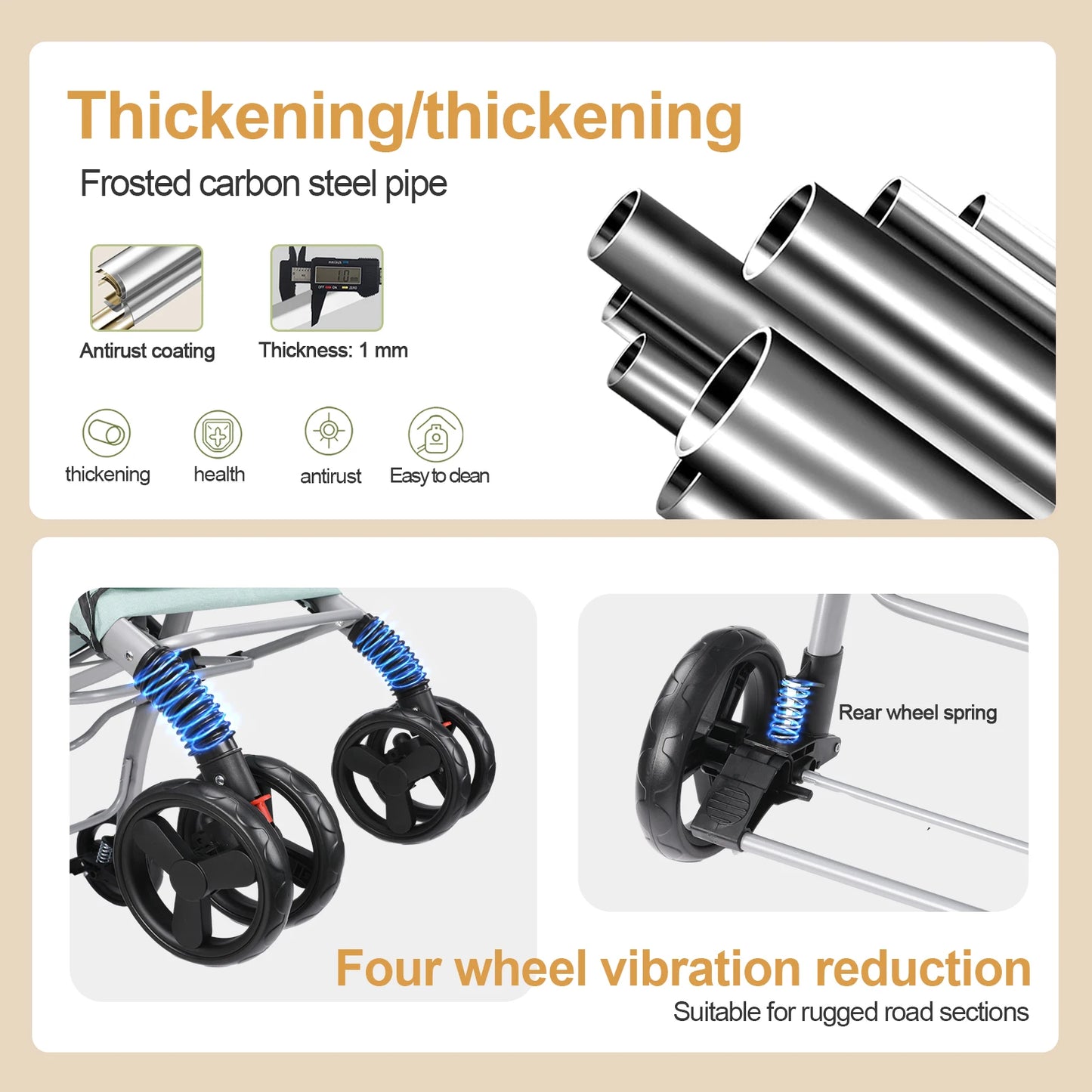 Wedyvko Foldable Cat Dog Stroller Detachable Easy Assembly Travel Carrier