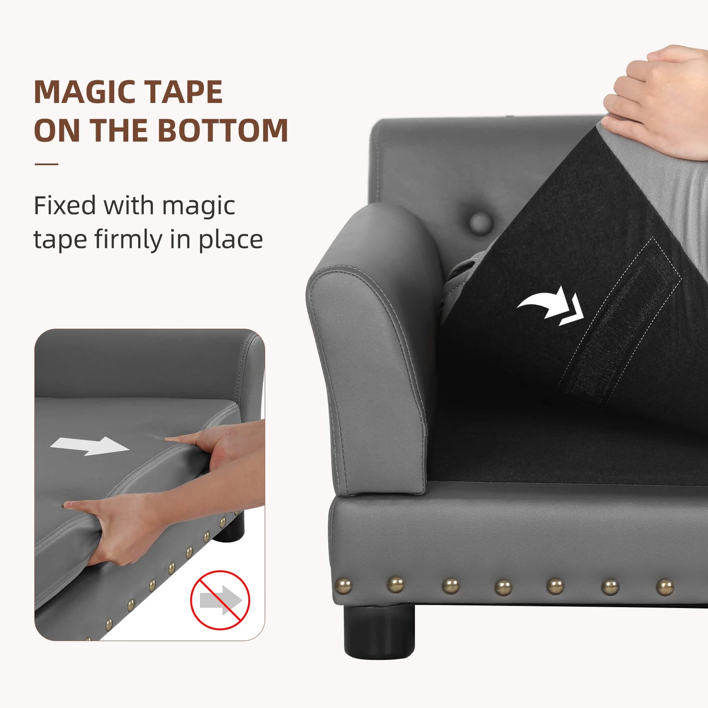 BINGOPAWCN Elevated Dog Bed Sofa Microfiber Leather With Removable Cushion