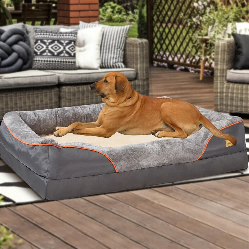 BORWARTCN Jumbo Orthopedic Memory Foam Dog Bed Waterproof Removable Cover