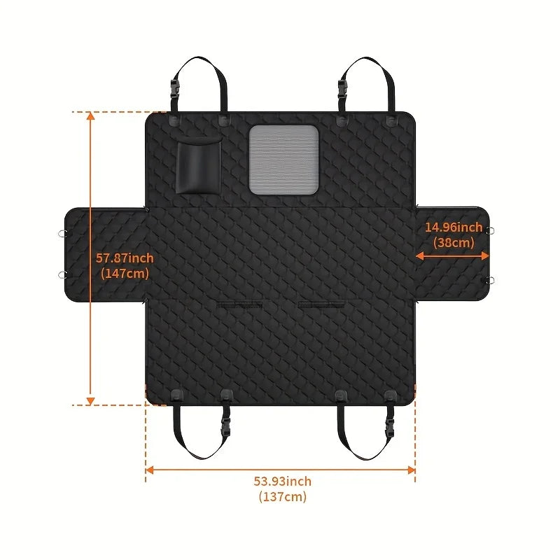 NONECN Dog Car Seat Cover With Storage Pockets Mesh Window