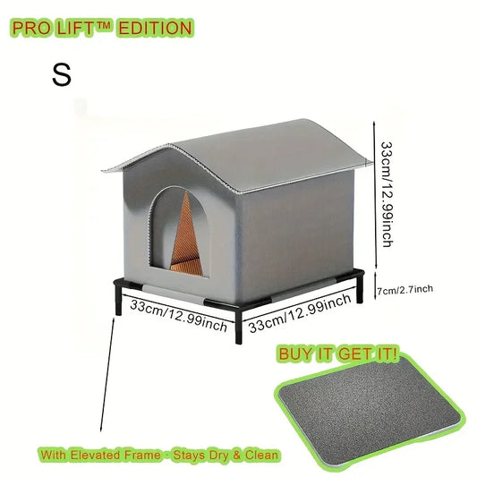 NONECN Outdoor Cat House With Stand Insulated Foam Shelter Rainproof