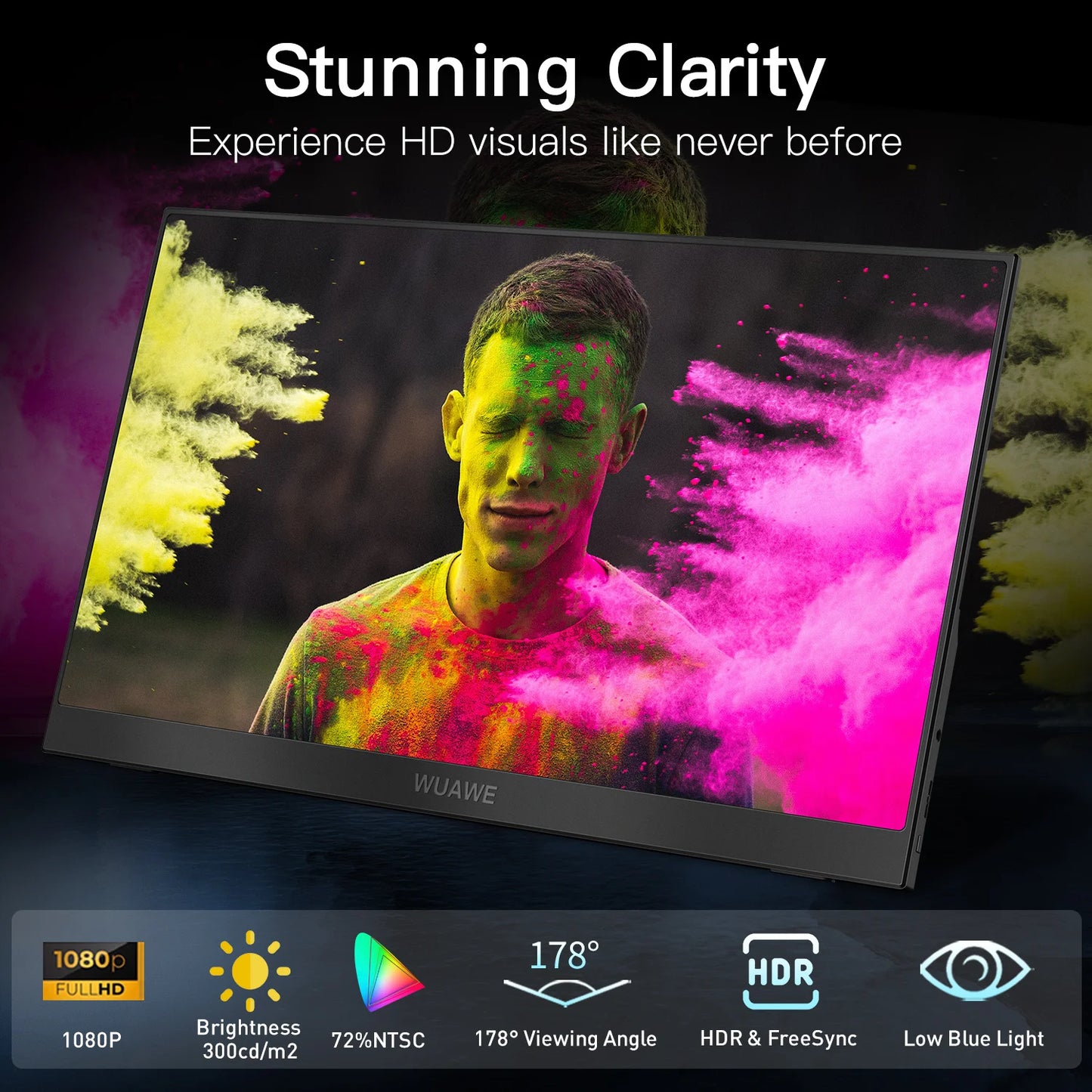 WUAWEB Portable Monitor for Laptop 1080P USB C HDMI HDR
