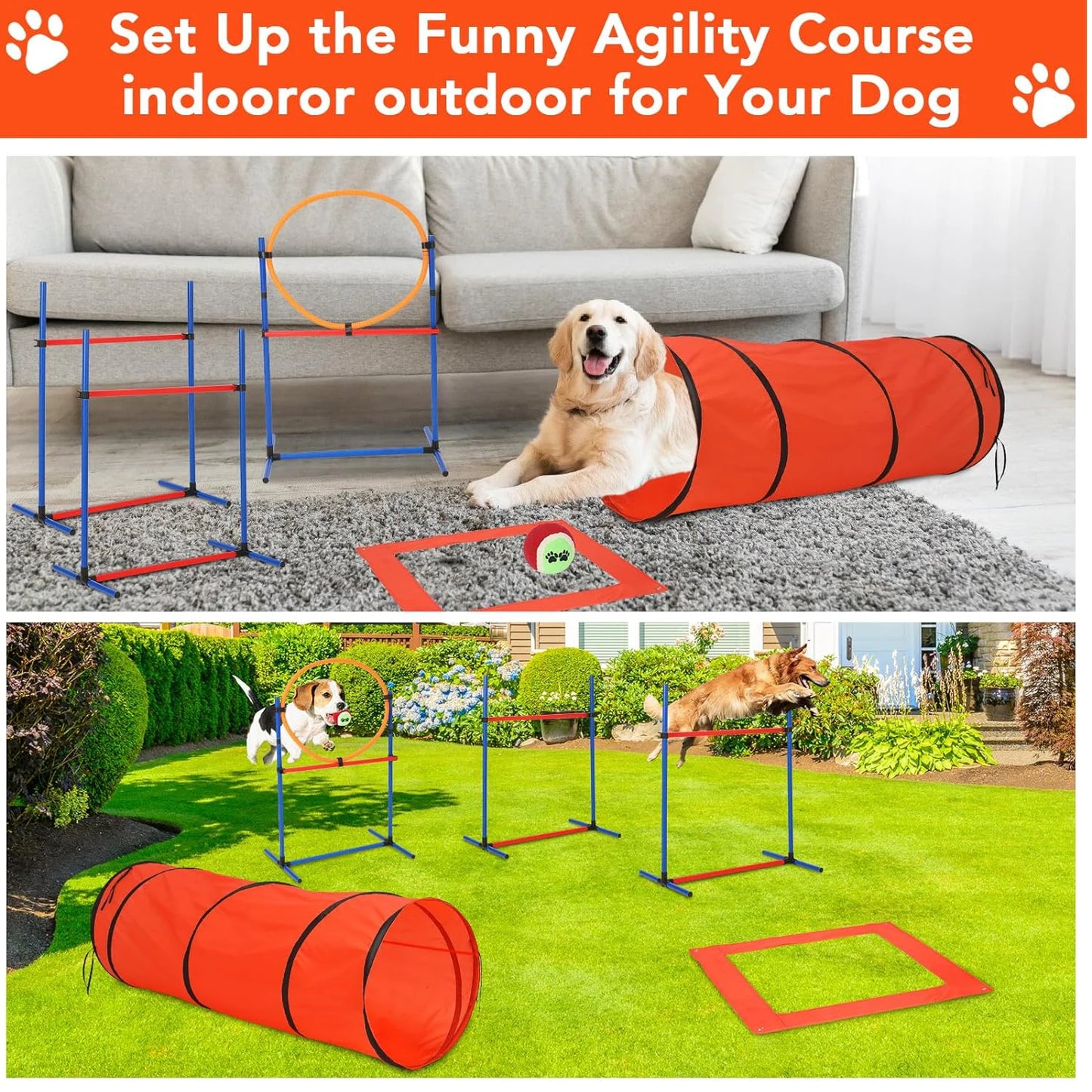 HiMISSH 87 Piece Dog Agility Training Equipment Set Obstacle Course Kit