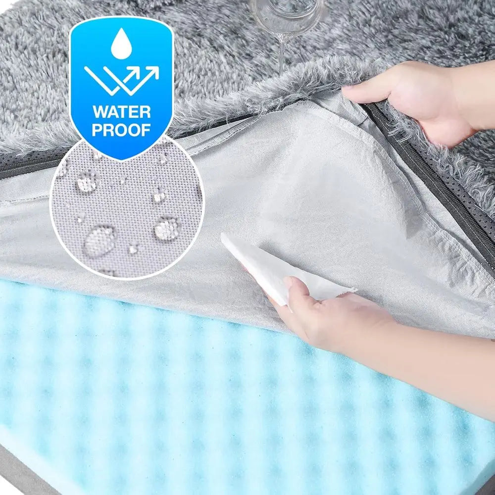 Foldable Orthopedic Memory Foam Dog Bed Waterproof Faux Fur