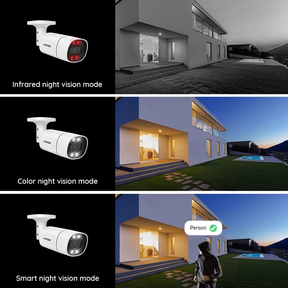 H.VIEW 4K 5MP 8MP PoE CCTV Camera System Alongside NVR