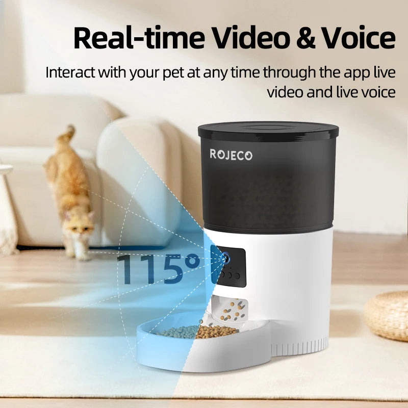 ROJECO Automatic Cat Feeder With Camera And Voice Recorder
