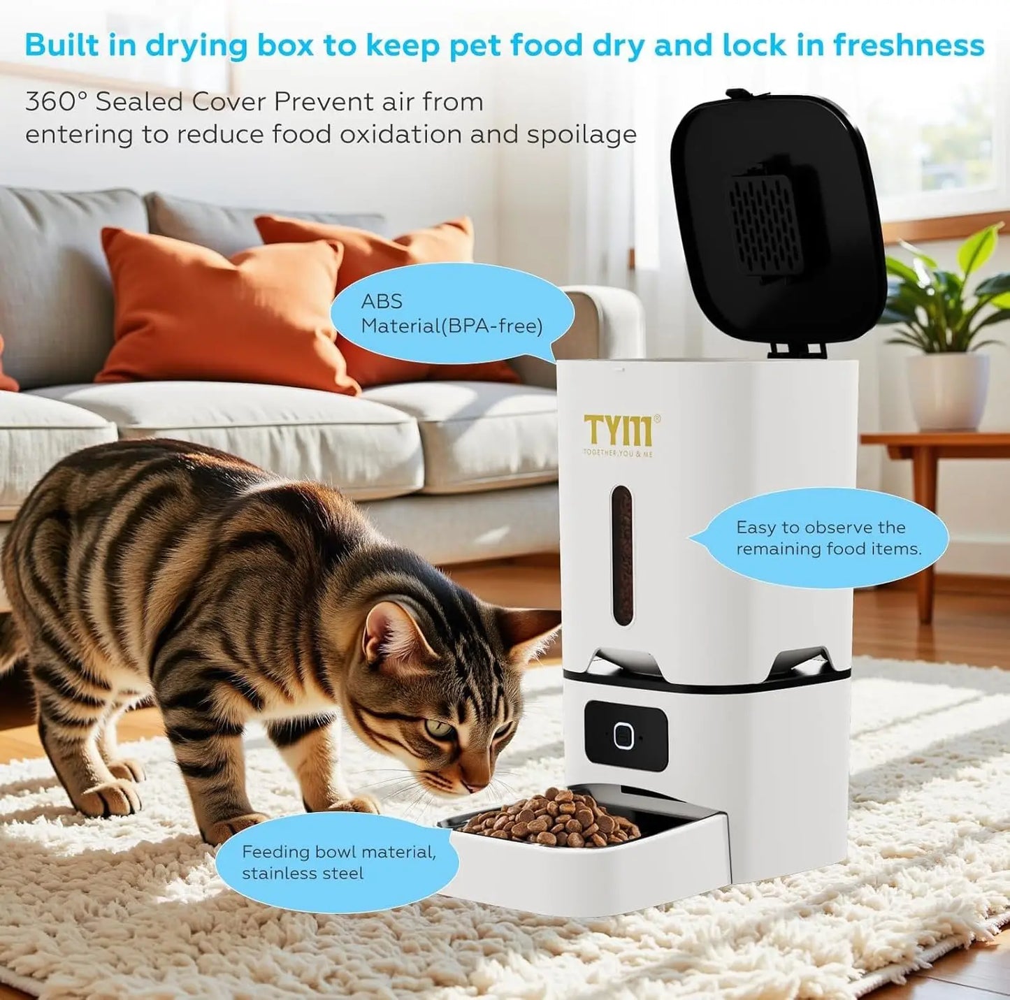 Automatic Cat Feeder With WiFi App Control Dual Power