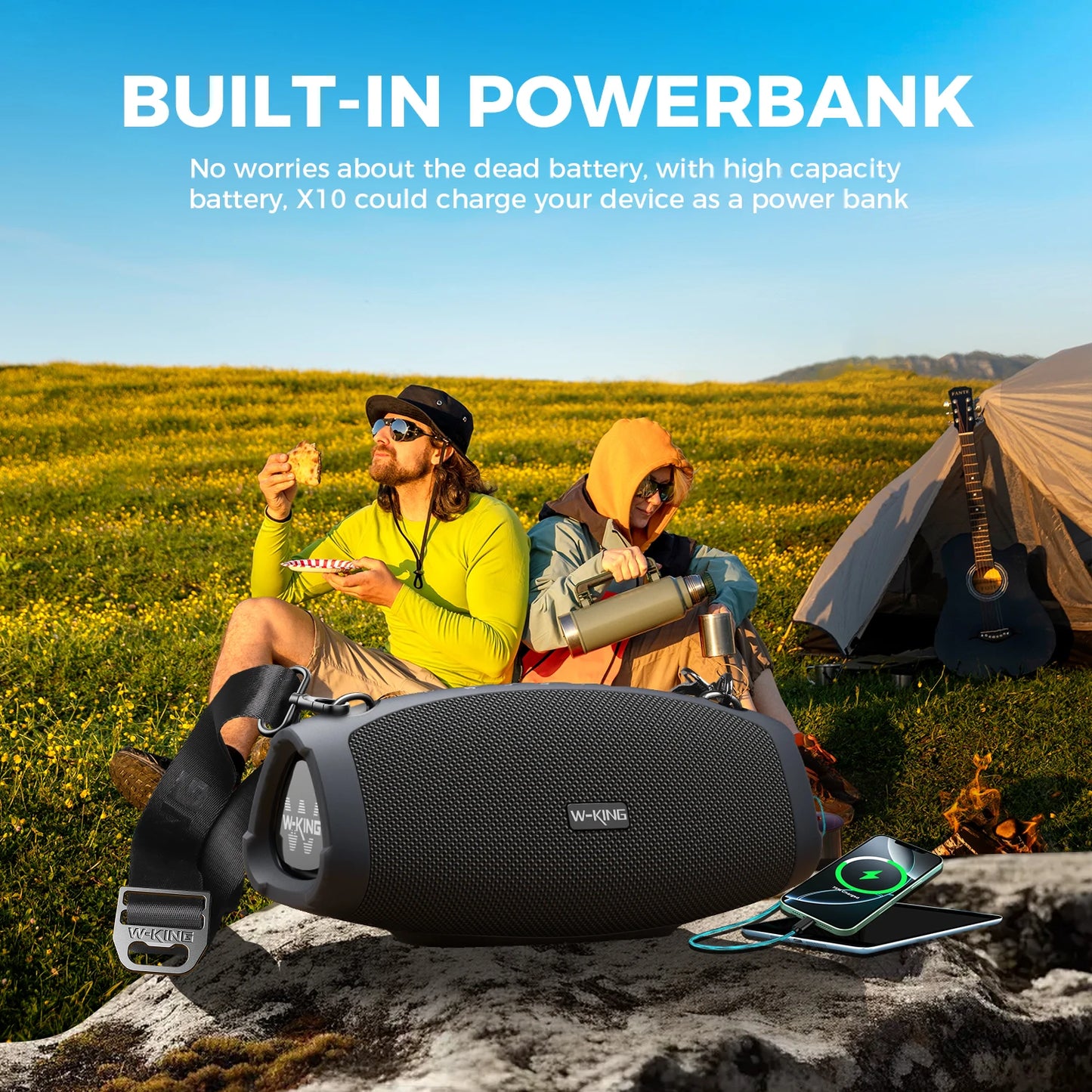 W-King 70W Portable Bluetooth Speaker With Wireless Microphone Waterproof