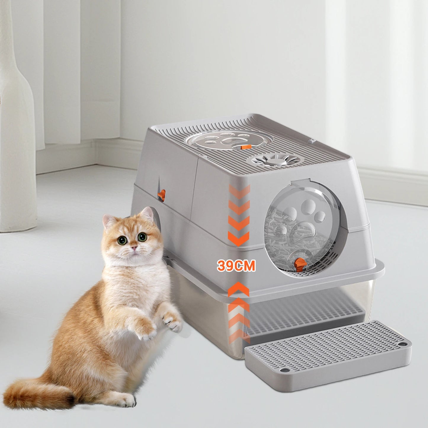 HiMISS Stainless Steel Litter Box with Lid Anti Leak