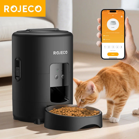 ROJECO Automatic Cat Feeder 2L WiFi App Remote Control