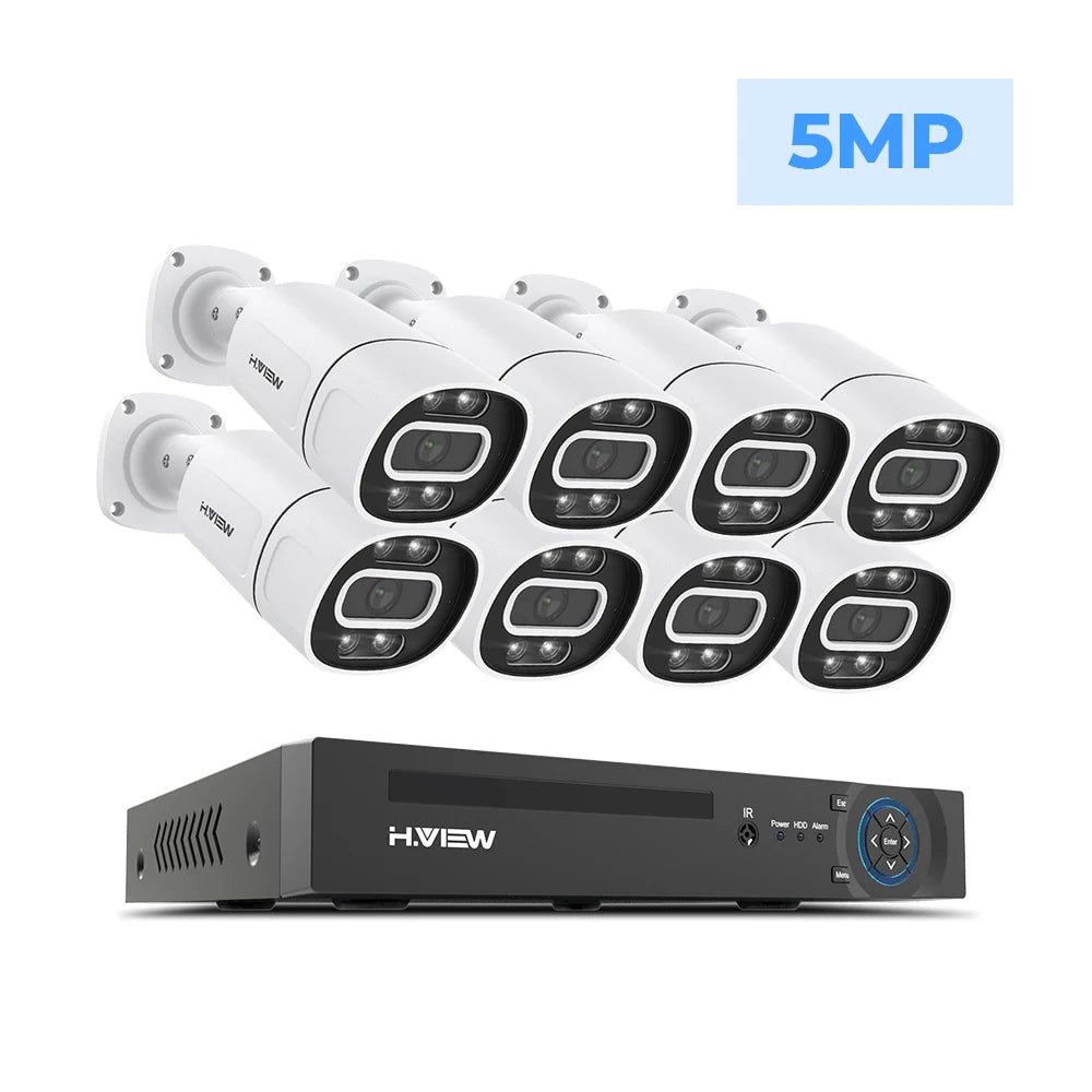 H.VIEW 4K 5MP 8MP PoE CCTV Camera System Alongside NVR