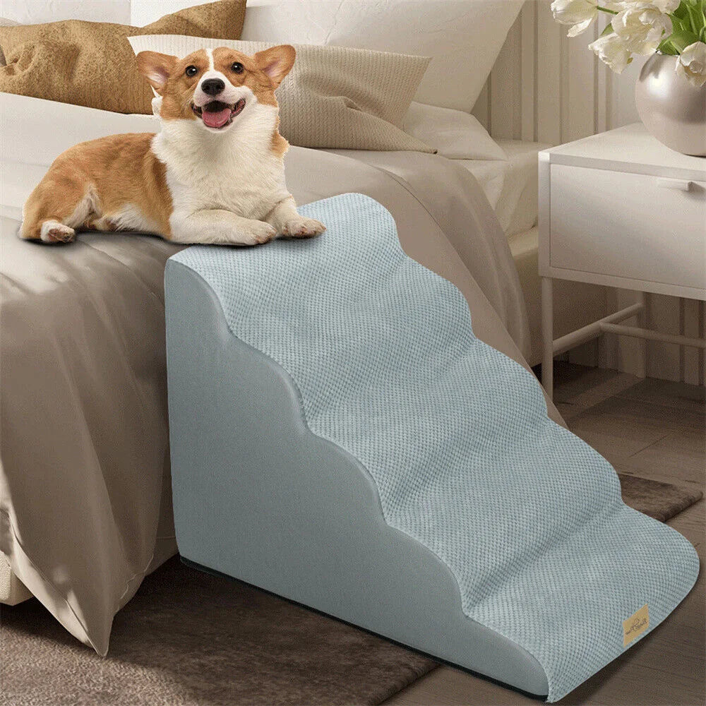 Dog Ramp 5 Step Stairs For Elevated Beds Washable Cover