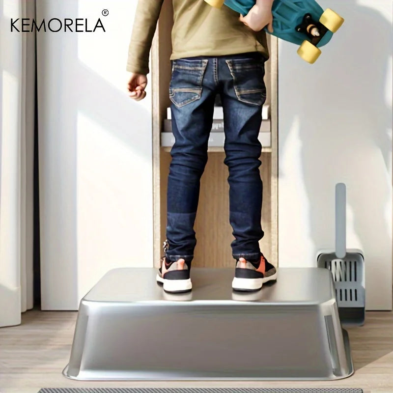 Stainless Steel Litter Box With Mat High Lid For Cats