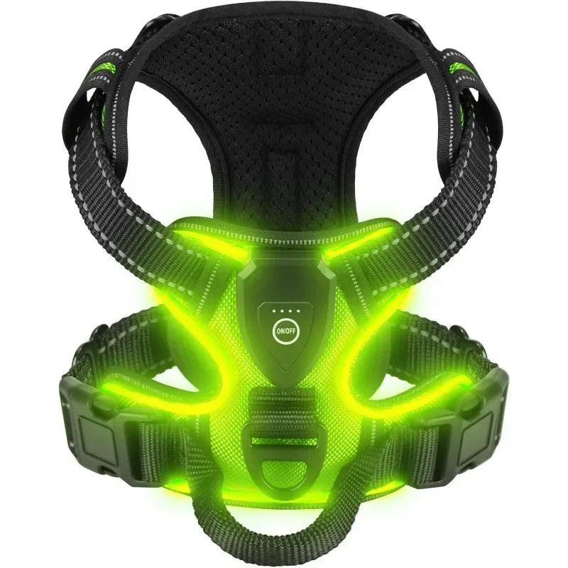 NONECN Led Luminous Dog Harness No Pull Adjustable Rechargeable Vest