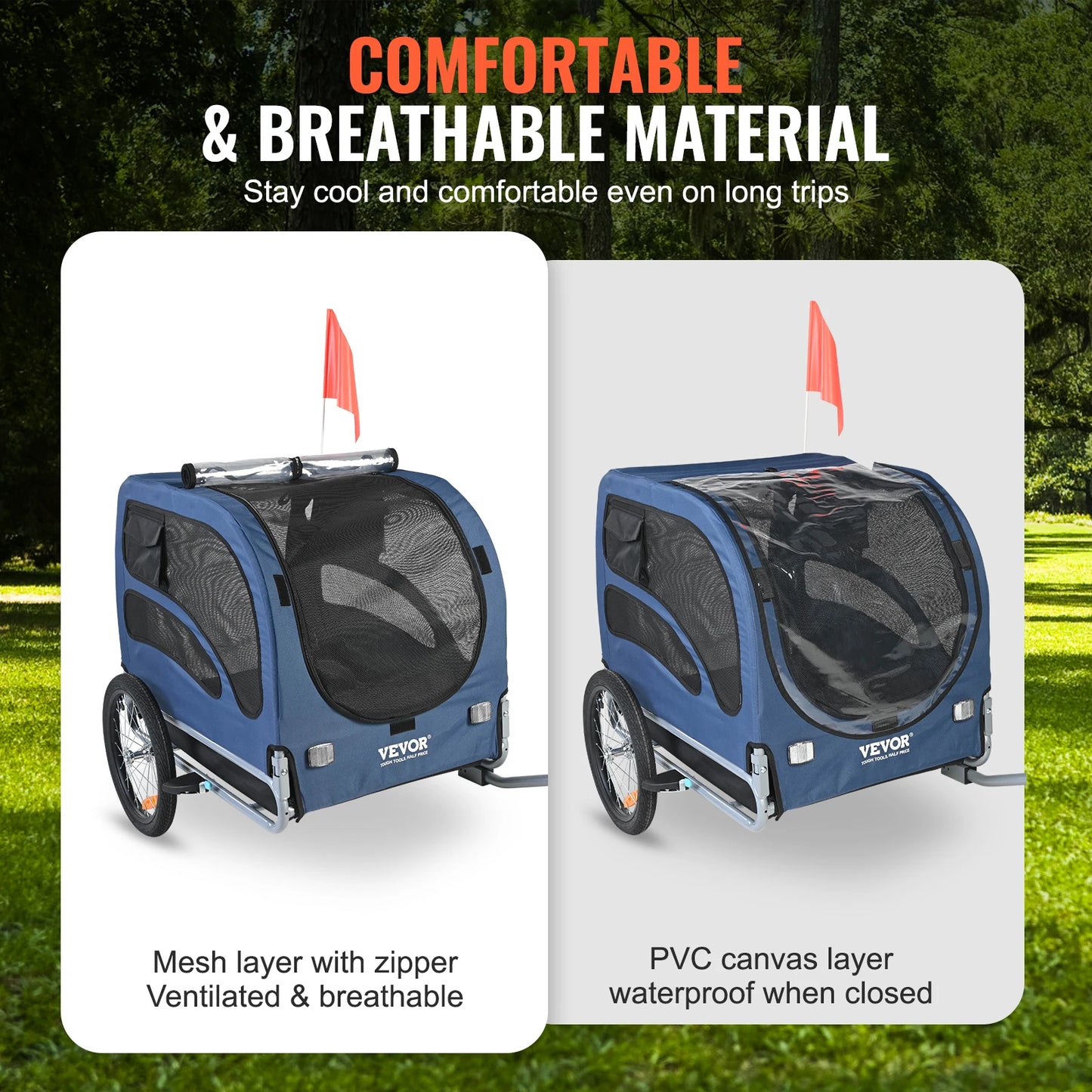 Collapsible Pet Bicycle Carrier Dog Trailer 100 Lb With Reflectors