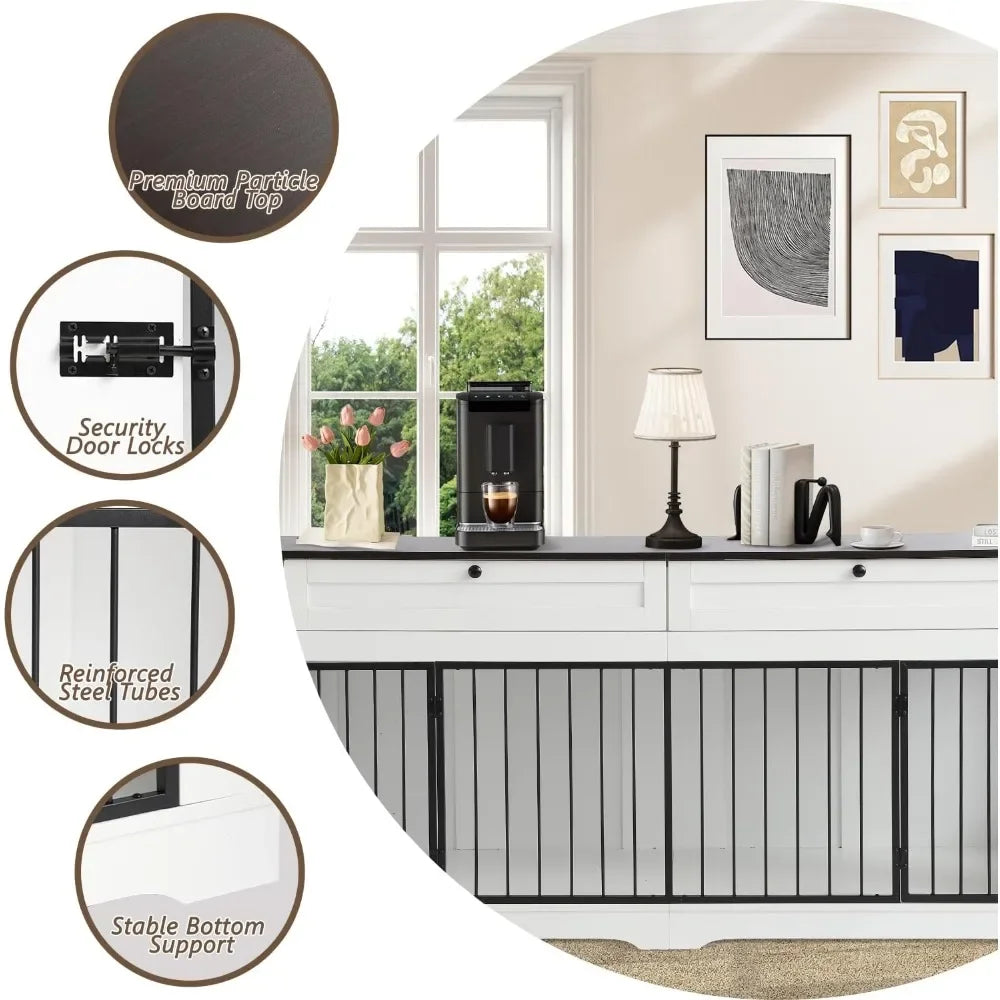 Wooden Dog Crate End Table With Built In Charging Station