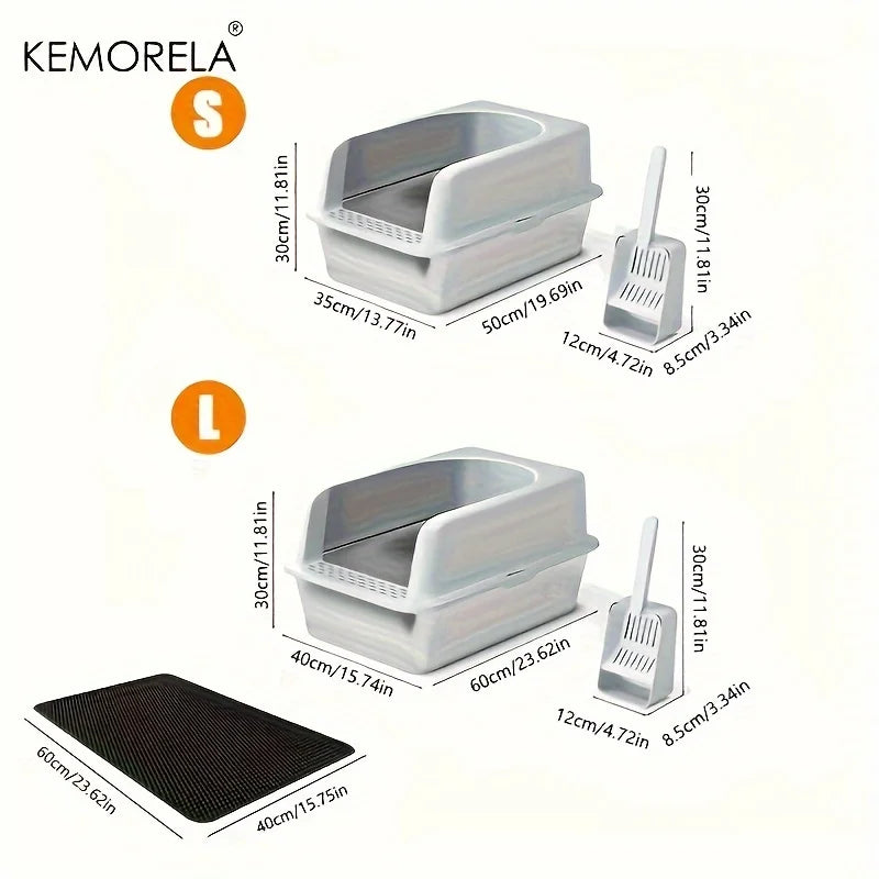 Stainless Steel Litter Box With Mat High Lid For Cats