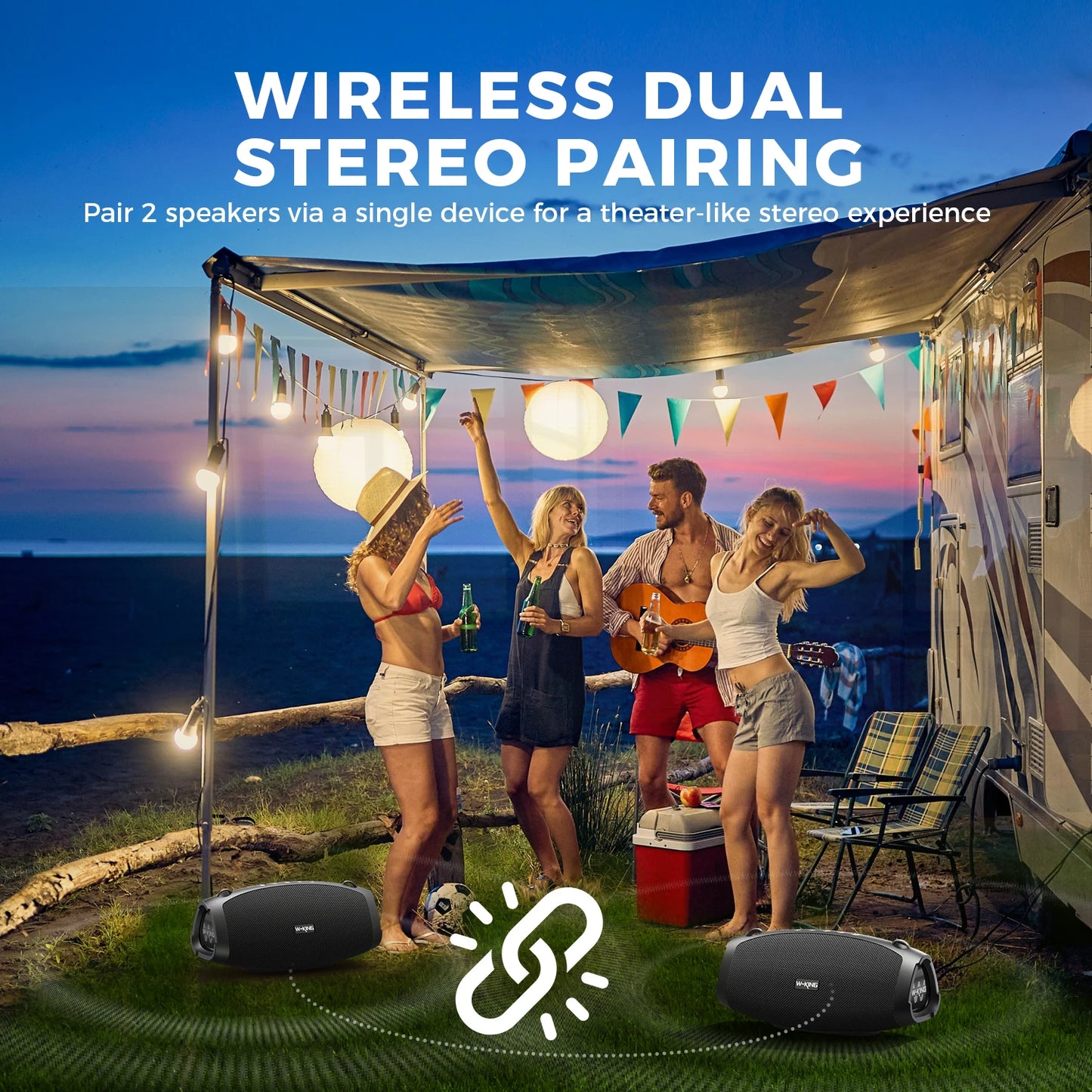 W-King 70W Portable Bluetooth Speaker With Wireless Microphone Waterproof