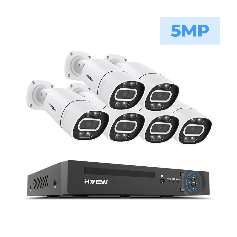 H.VIEW 4K 5MP 8MP PoE CCTV Camera System Alongside NVR