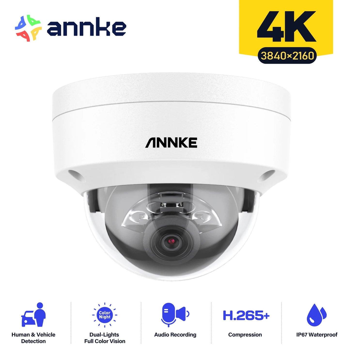 ANNKE C800 4K PoE Security Camera Outdoor IK10 8MP Smart Dual Light
