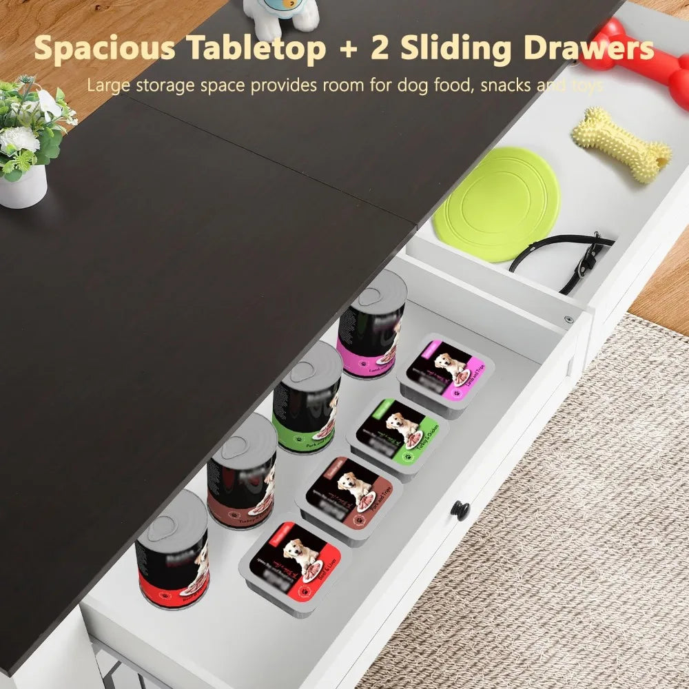 Wooden Dog Crate End Table With Built In Charging Station