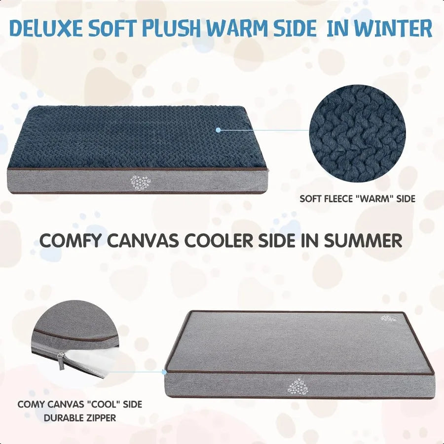 Dog Bed Soft Crate Pad Orthopedic Egg Crate Foam Washable