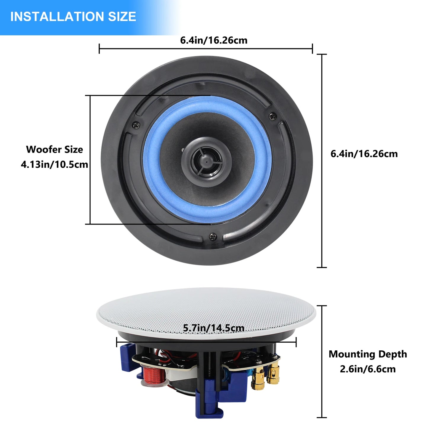 Herdio Ceiling Mount Waterproof Speaker For Bathroom Kitchen