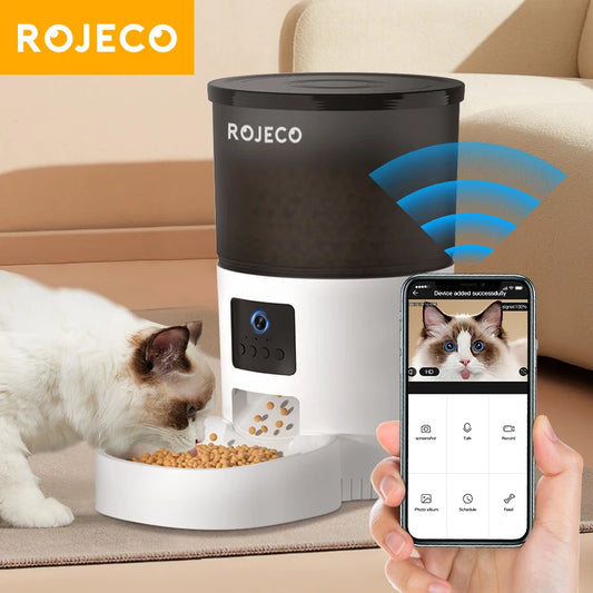 ROJECO Automatic Cat Feeder With Camera And Voice Recorder