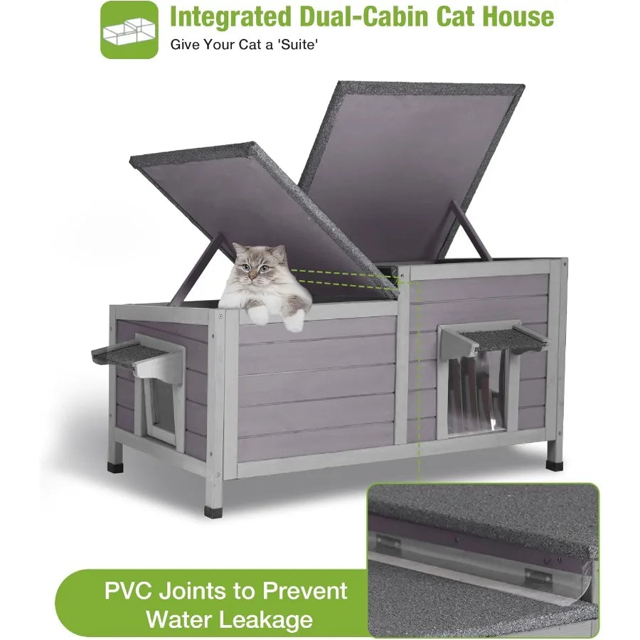 NONECN Heated Outdoor Cat House With Insulated Electric Heating Mat