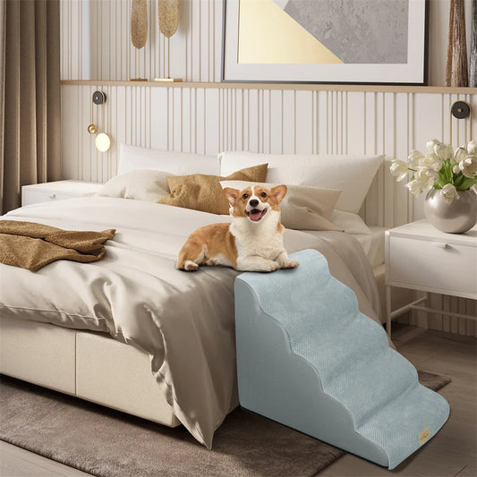 Dog Ramp 5 Step Stairs For Elevated Beds Washable Cover