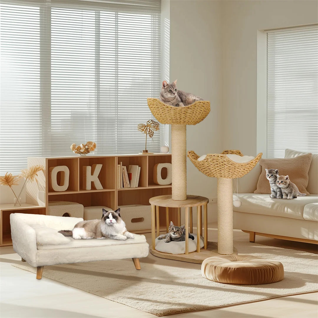 BINGOPAWCN 3 Tier Cat Indoor Climbing Tree With Scratching Post